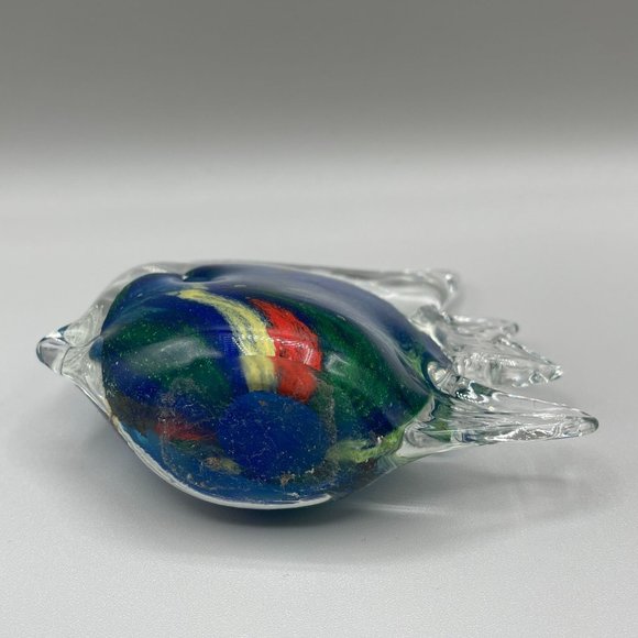 Tropical Angel Fish Paperweight Art Glass Hand Blown Murano Style 4" Tall - Picture 7 of 10